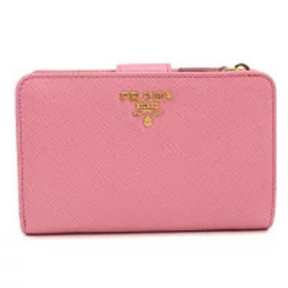 Prada Bi fold Wallet Compact Saffiano Leather ZLP FODLG Pink